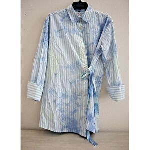 Free People x REVOLVE Women Sz XS Blue Nola Striped-Tie Dye L/S Shirt Dress